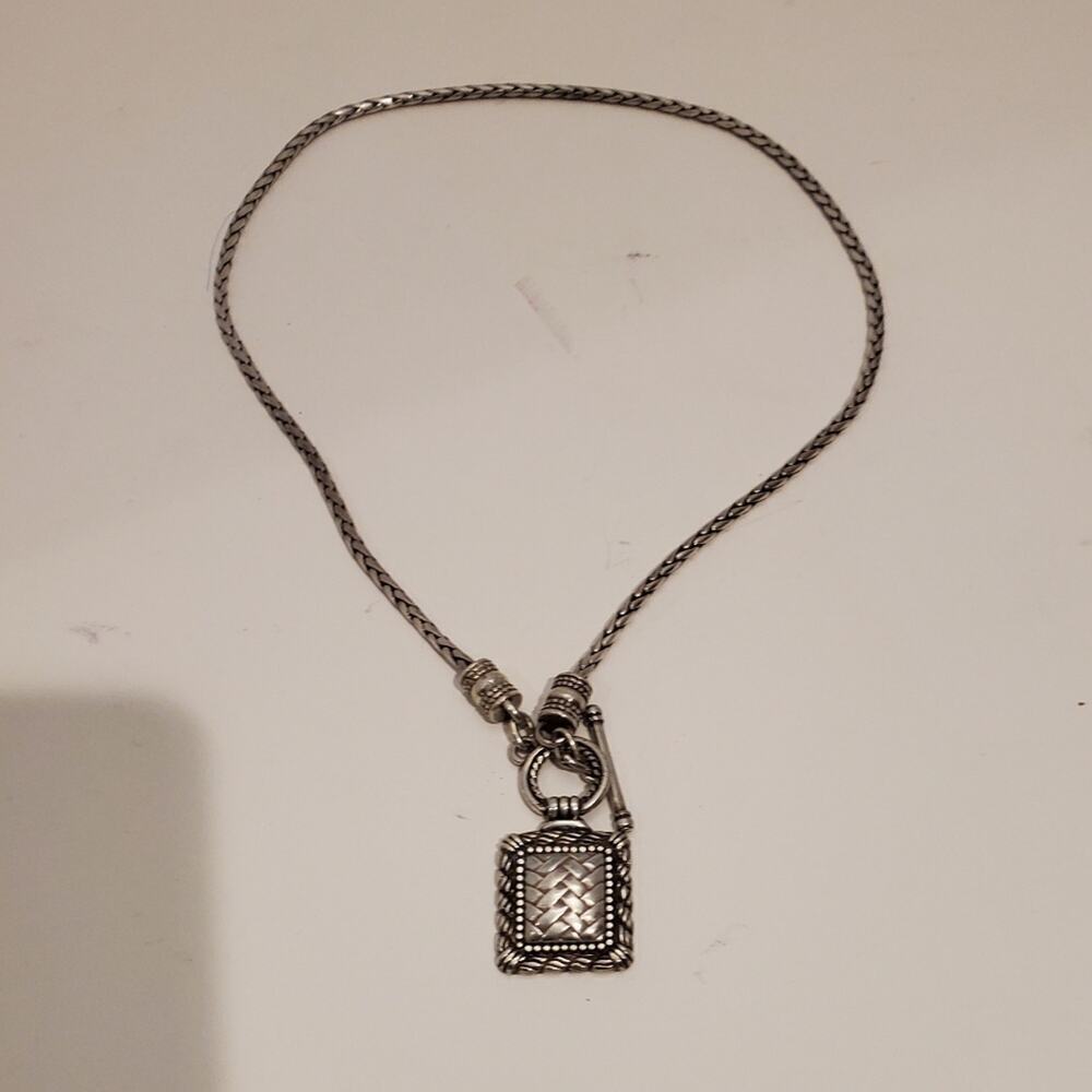 Brighton retired vintage toggle chain necklace basket weave pendant necklace